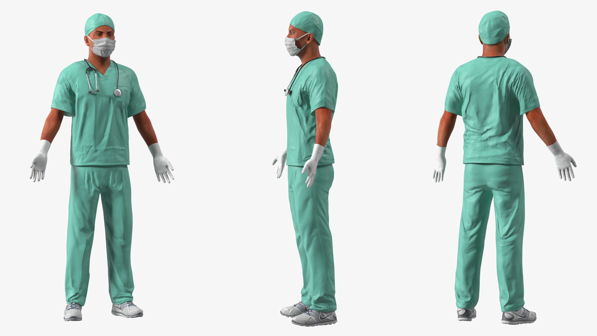 3D Male Surgeon Doctor wearing Mask Rigged for Maya model