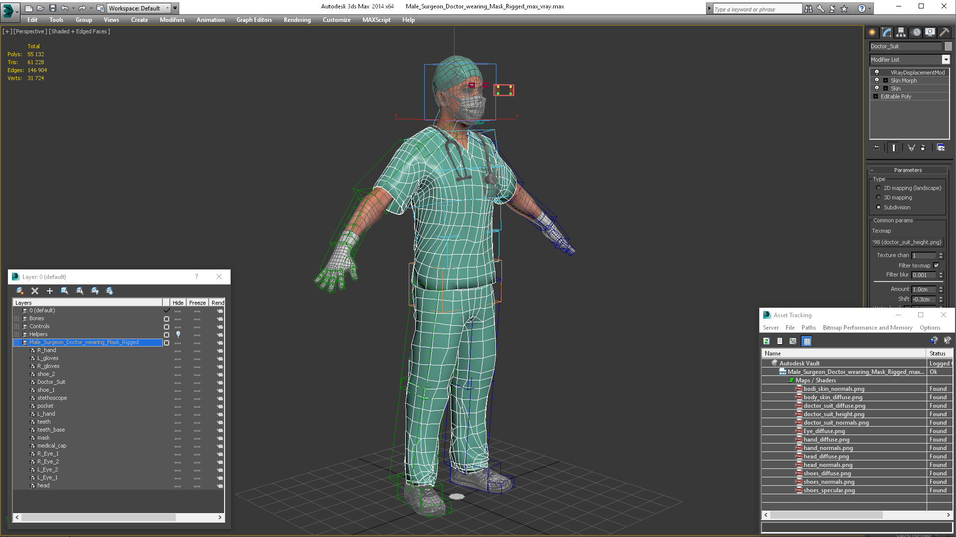 3D Male Surgeon Doctor wearing Mask Rigged for Maya model