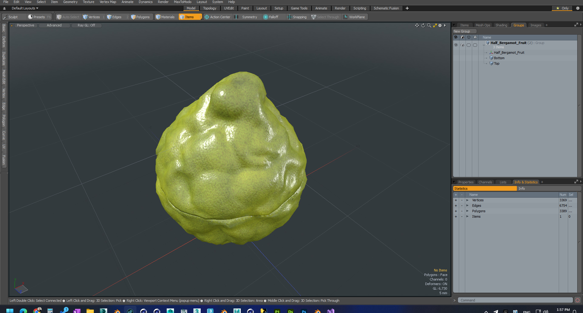 Half Bergamot Fruit 3D model