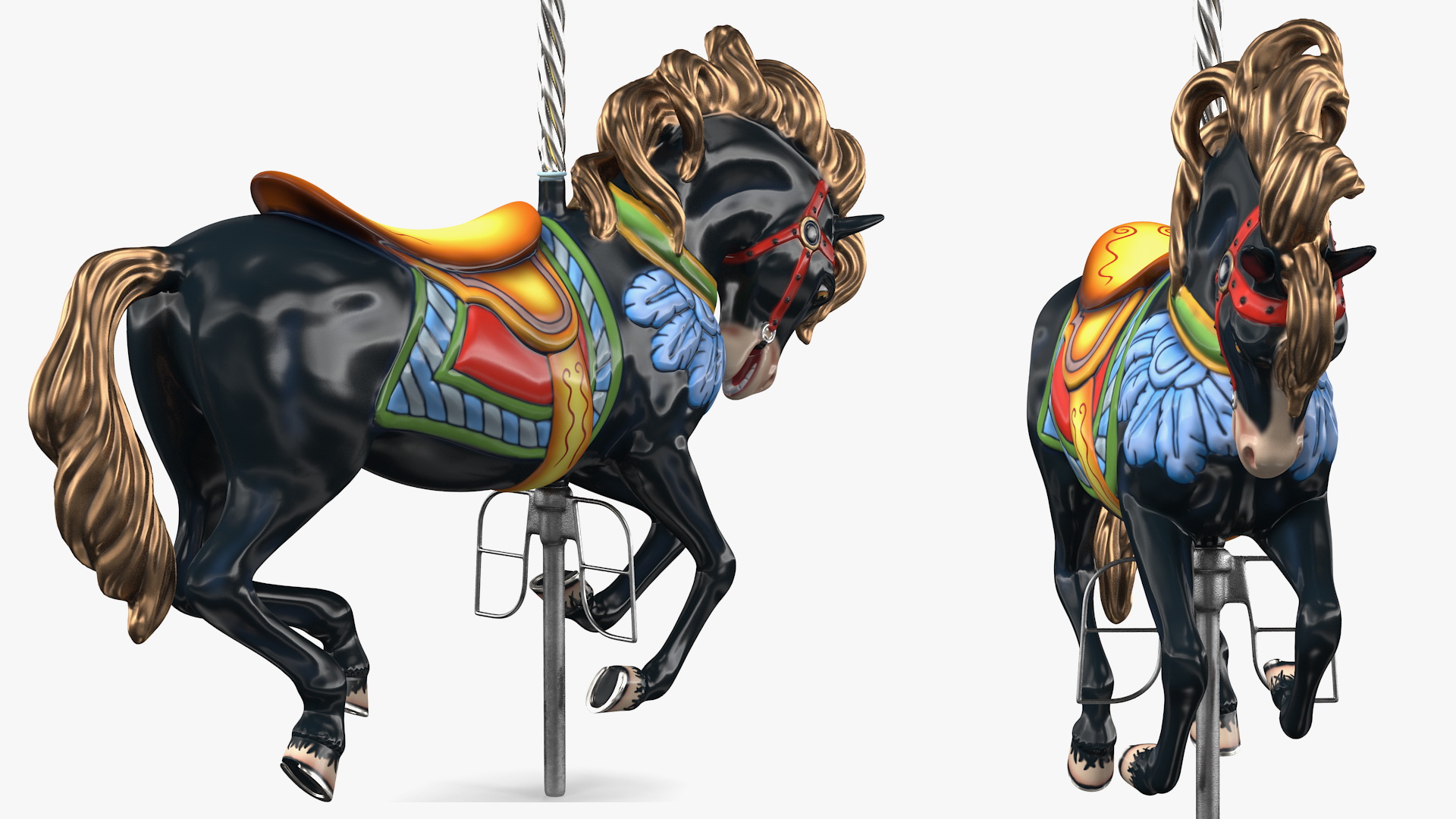 3D model Carousel Galloping Horse Black