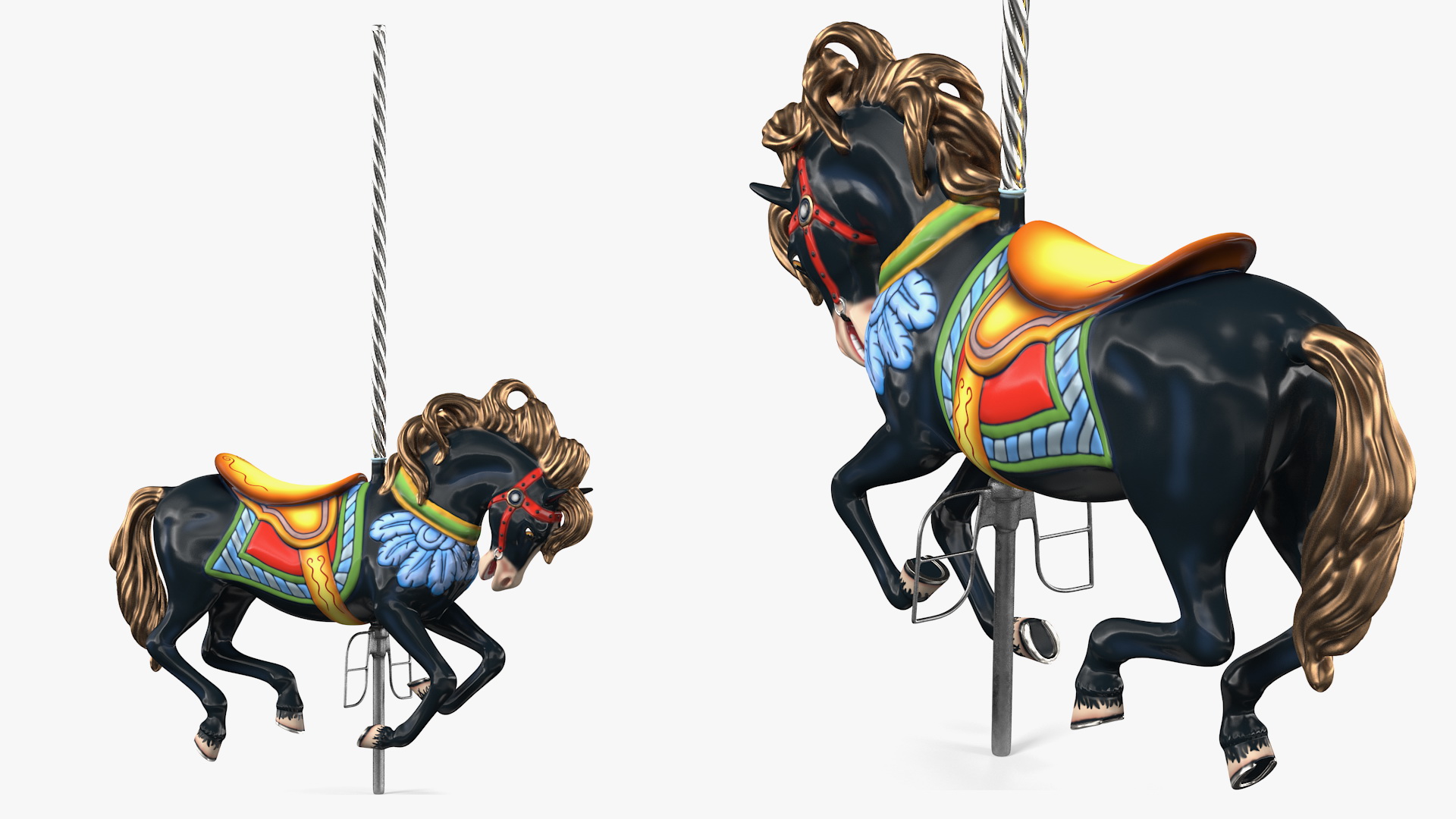 3D model Carousel Galloping Horse Black