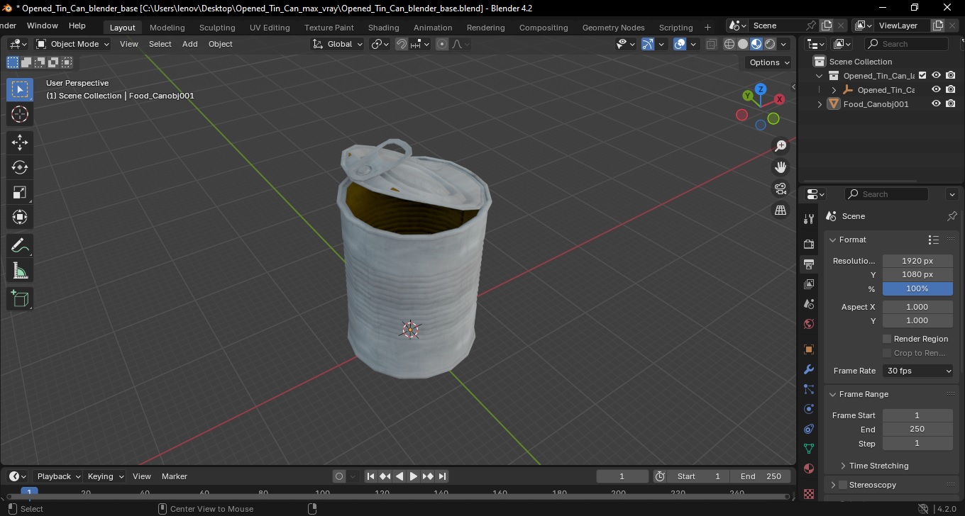 Opened Tin Can 3D model