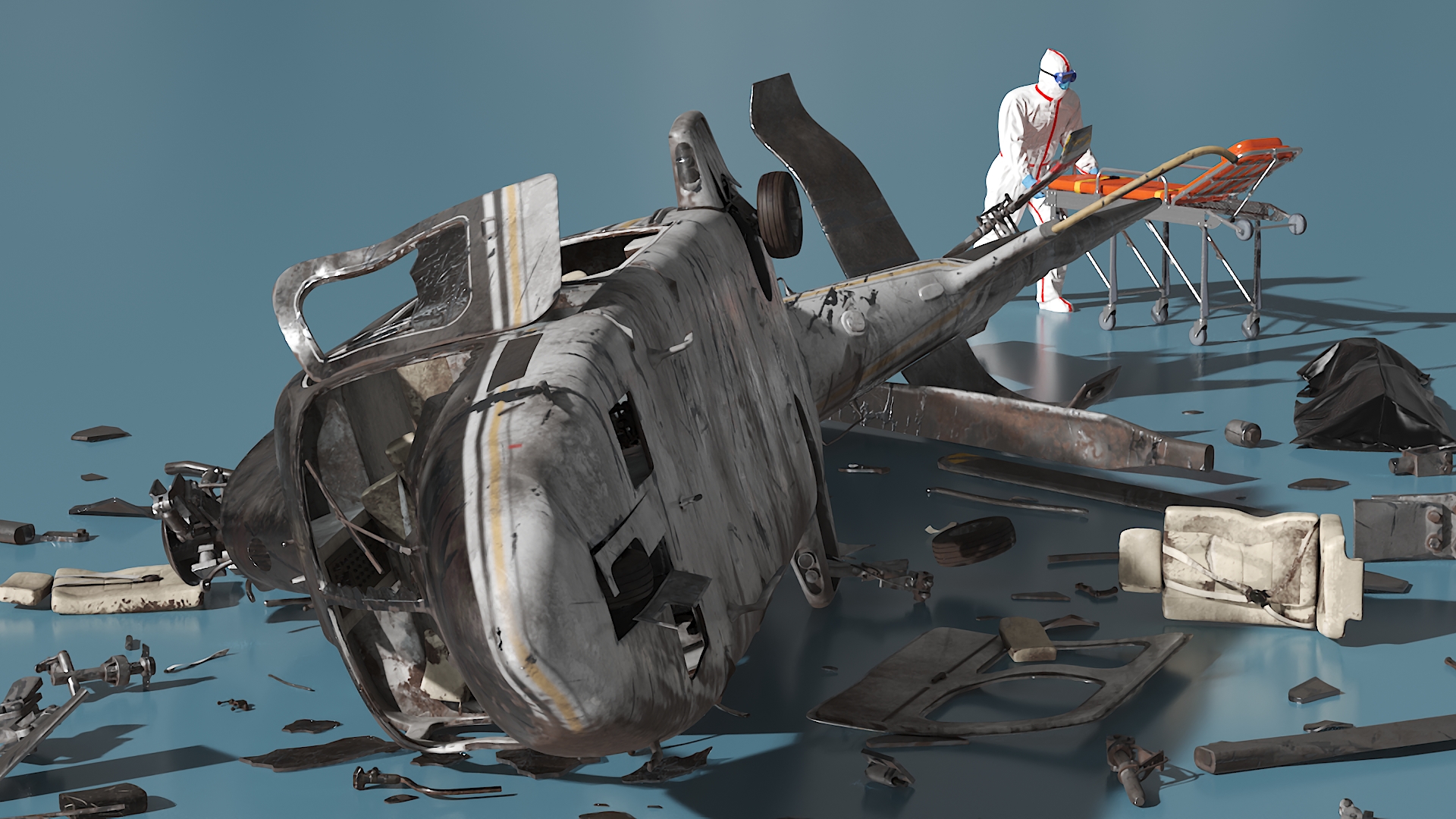 Helicopter Crash with Casualties 3D