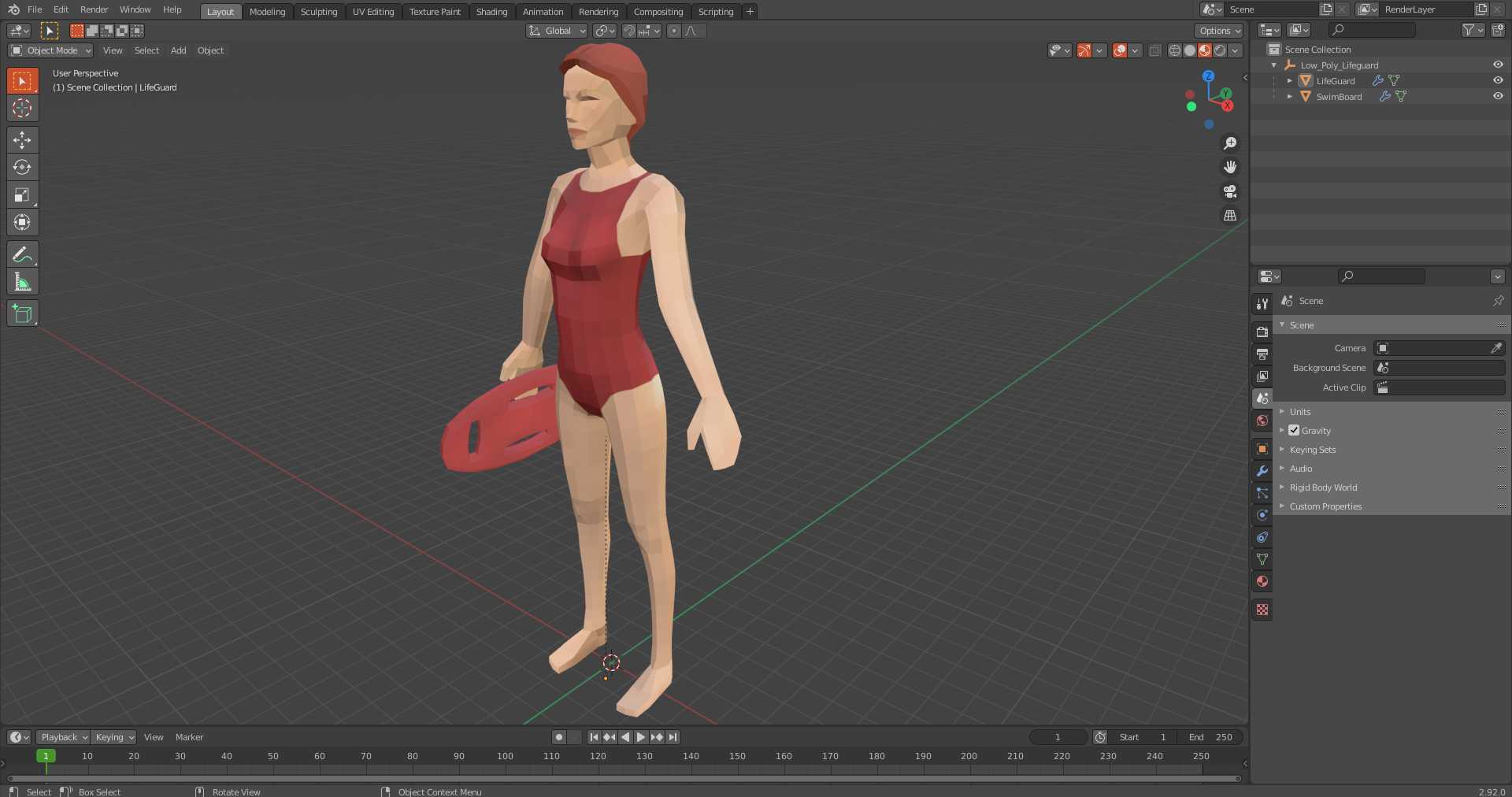 3D Low Poly Lifeguard model