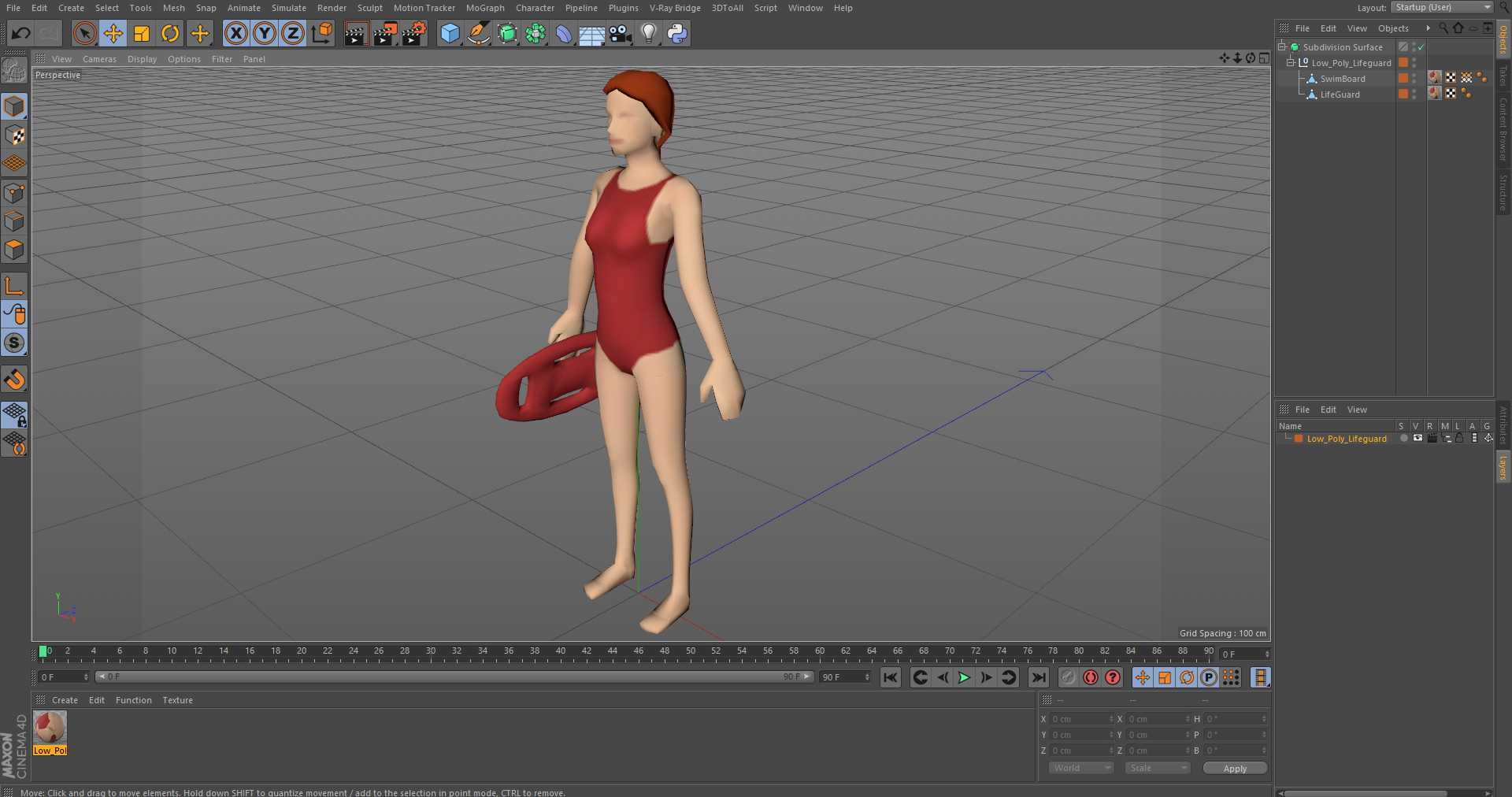 3D Low Poly Lifeguard model