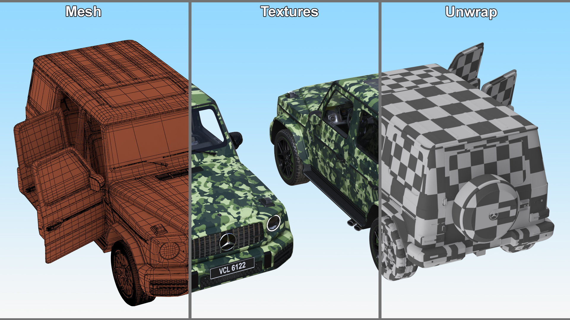 3D Mercedes-Benz G63 AMG 2019 Camouflage Matte model