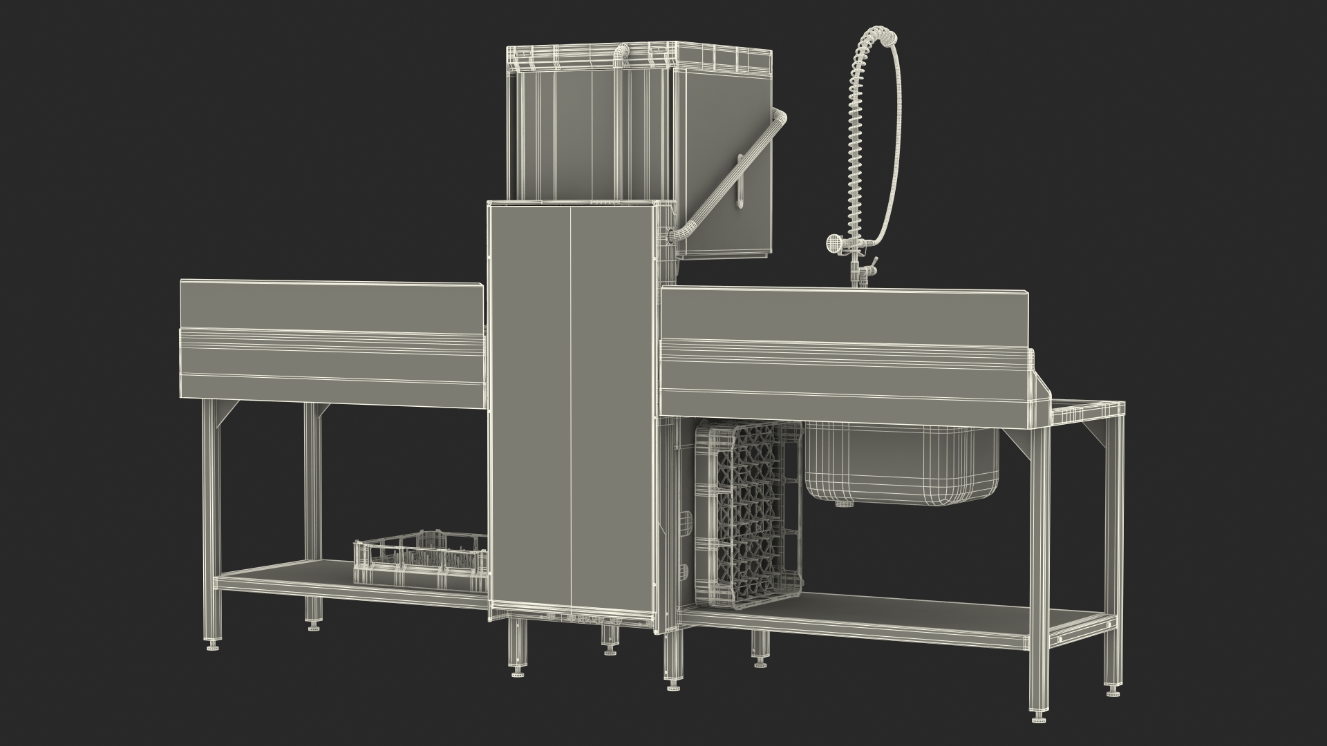 3D model Commercial Dishwasher with Dishes Rigged