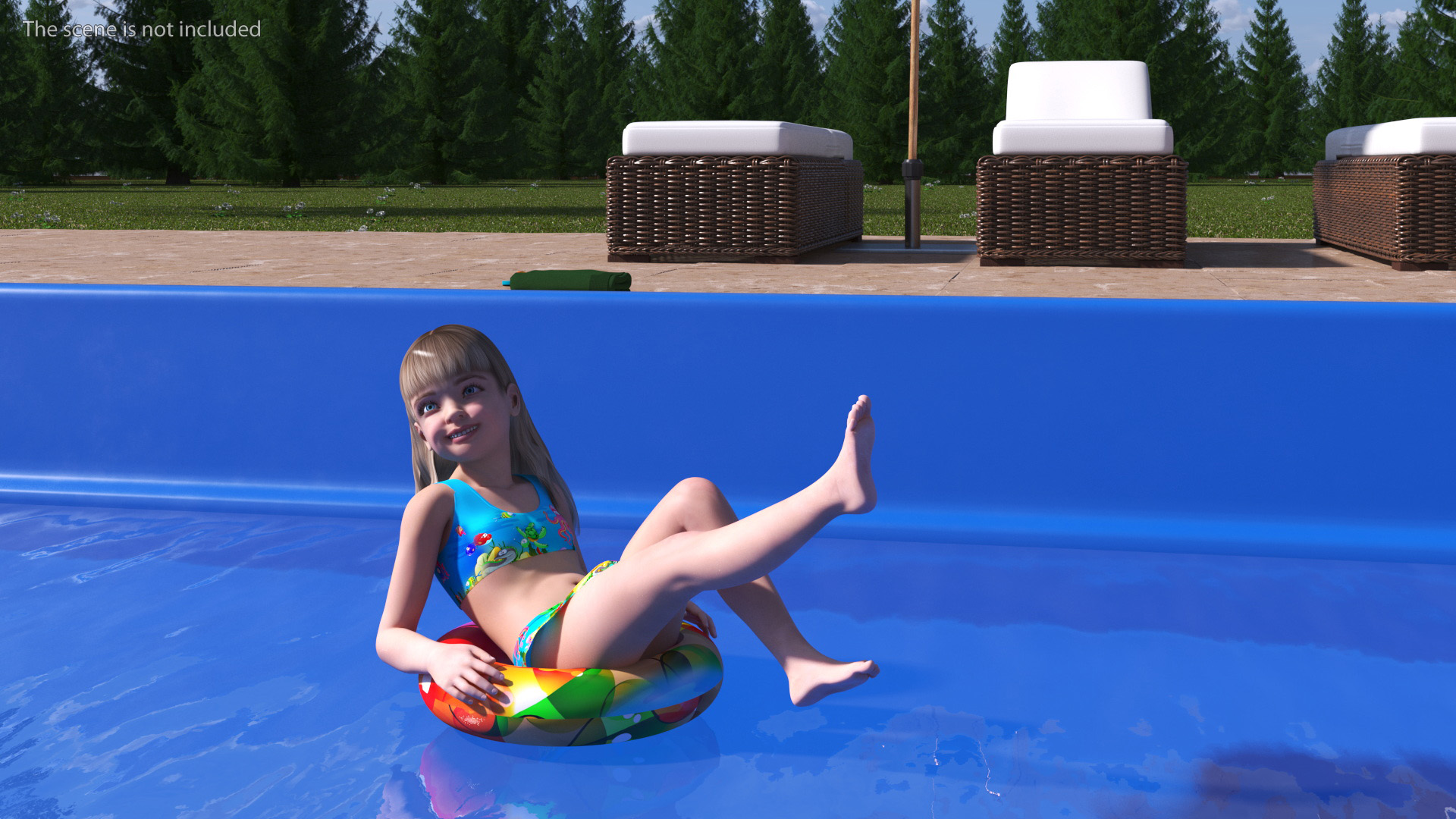 3D model Plunge Pool and Child Girl Swimming