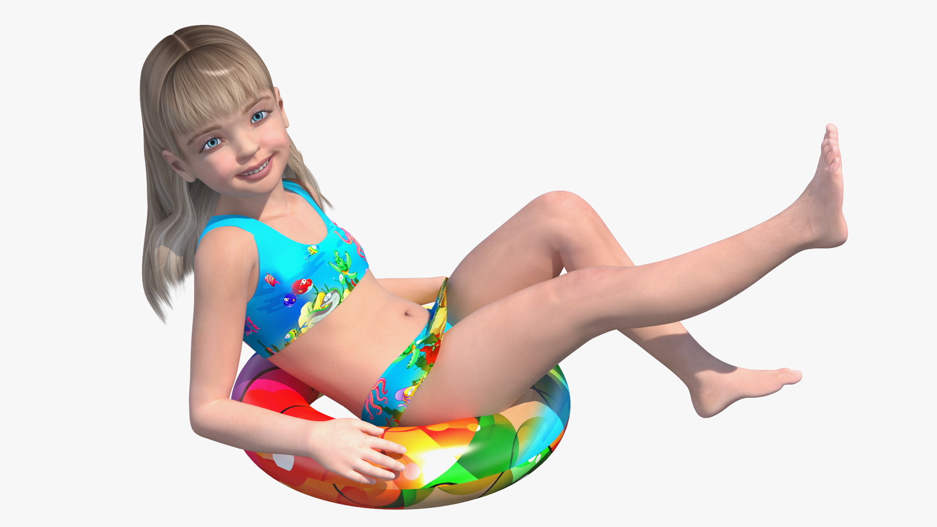 3D model Plunge Pool and Child Girl Swimming