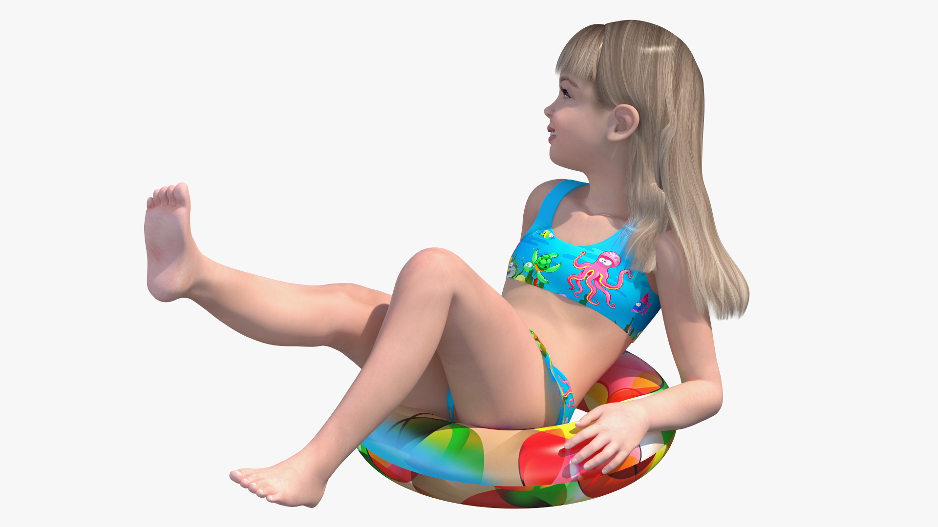 3D model Plunge Pool and Child Girl Swimming