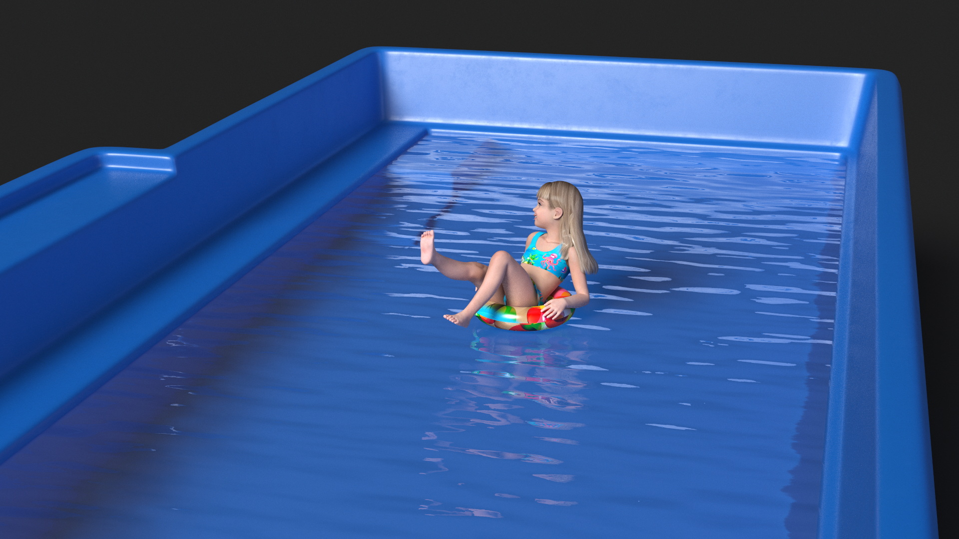 3D model Plunge Pool and Child Girl Swimming