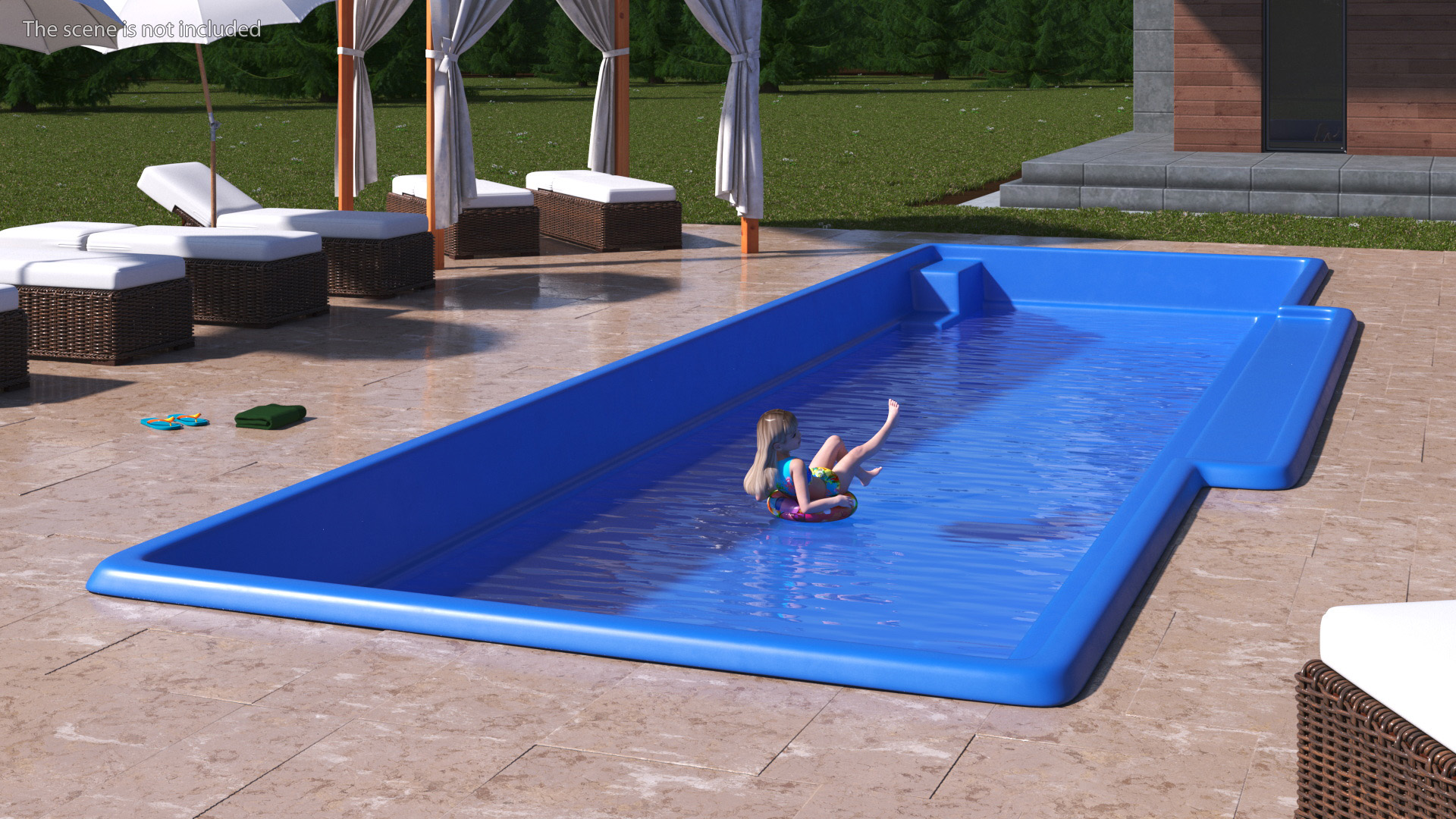 3D model Plunge Pool and Child Girl Swimming