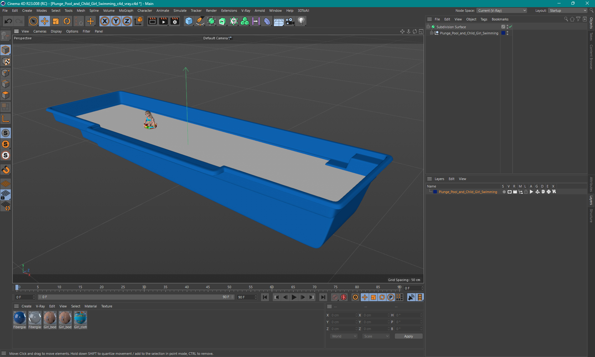 3D model Plunge Pool and Child Girl Swimming