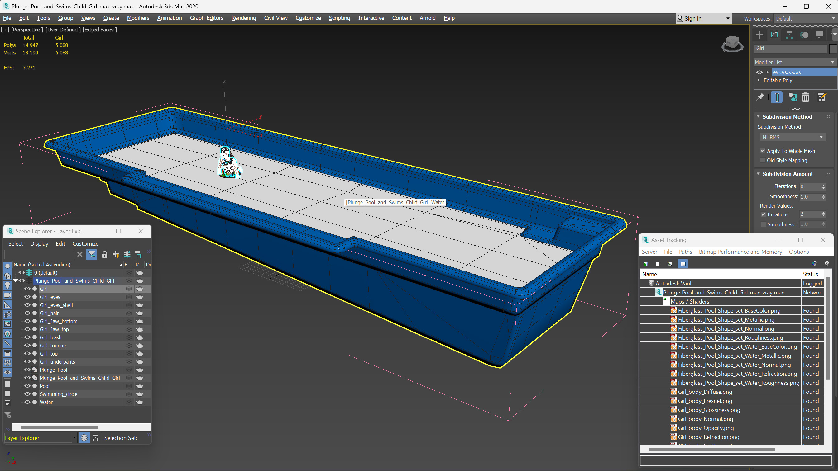 3D model Plunge Pool and Child Girl Swimming