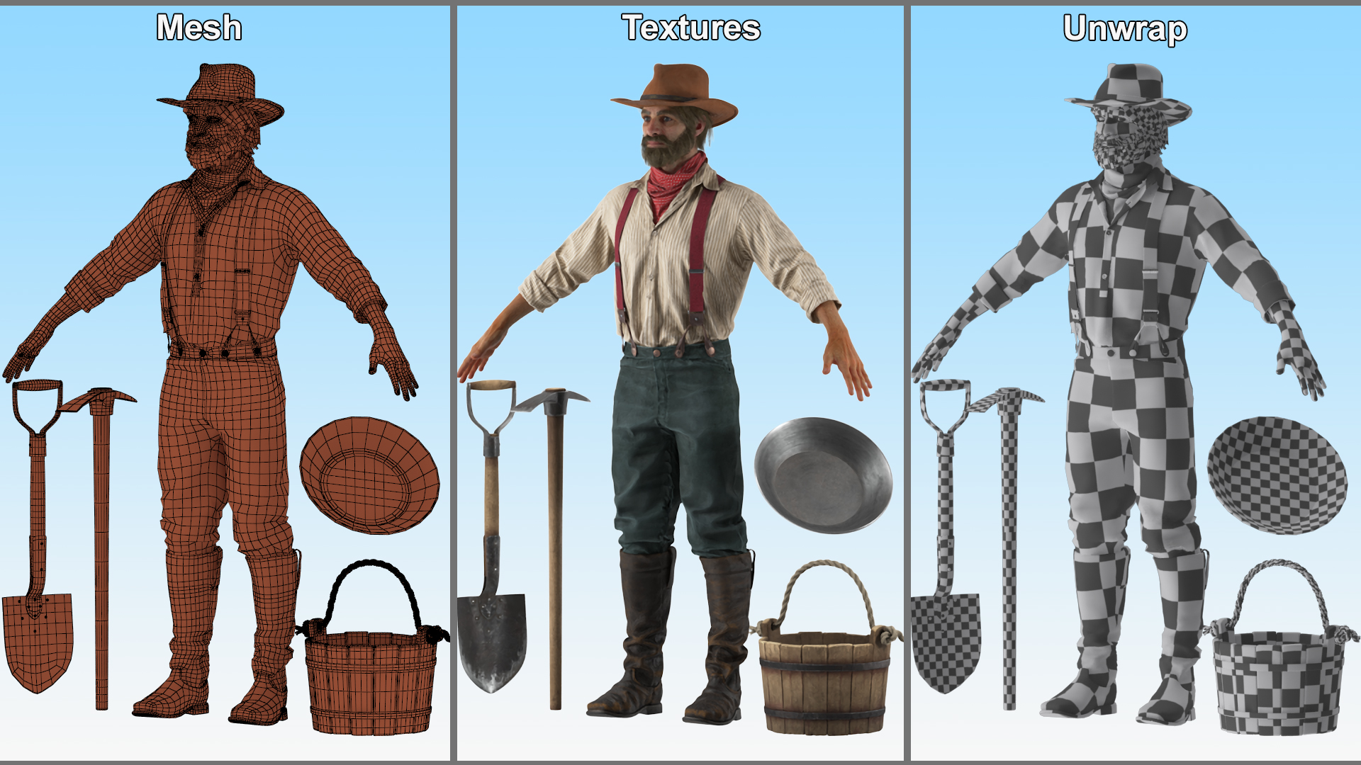 Gold Rush Miner Rigged 3D