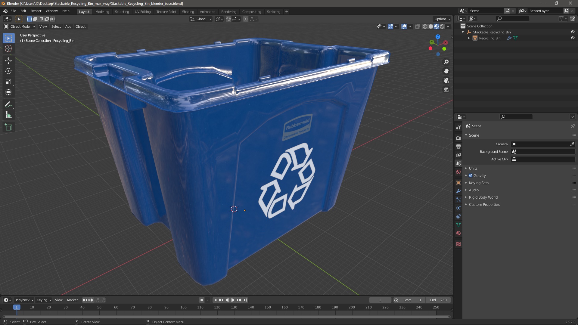 3D Stackable Recycling Bin model