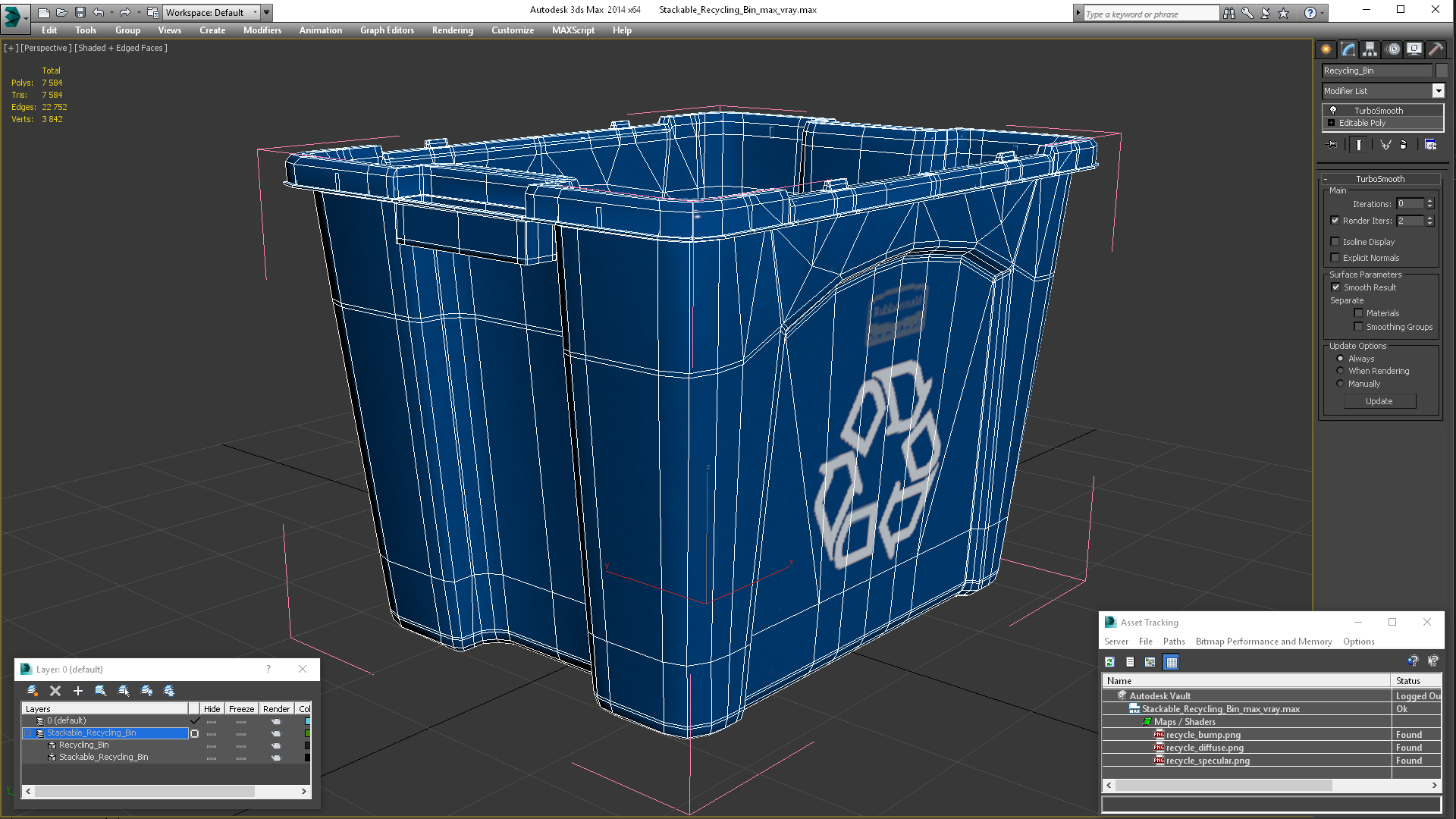 3D Stackable Recycling Bin model