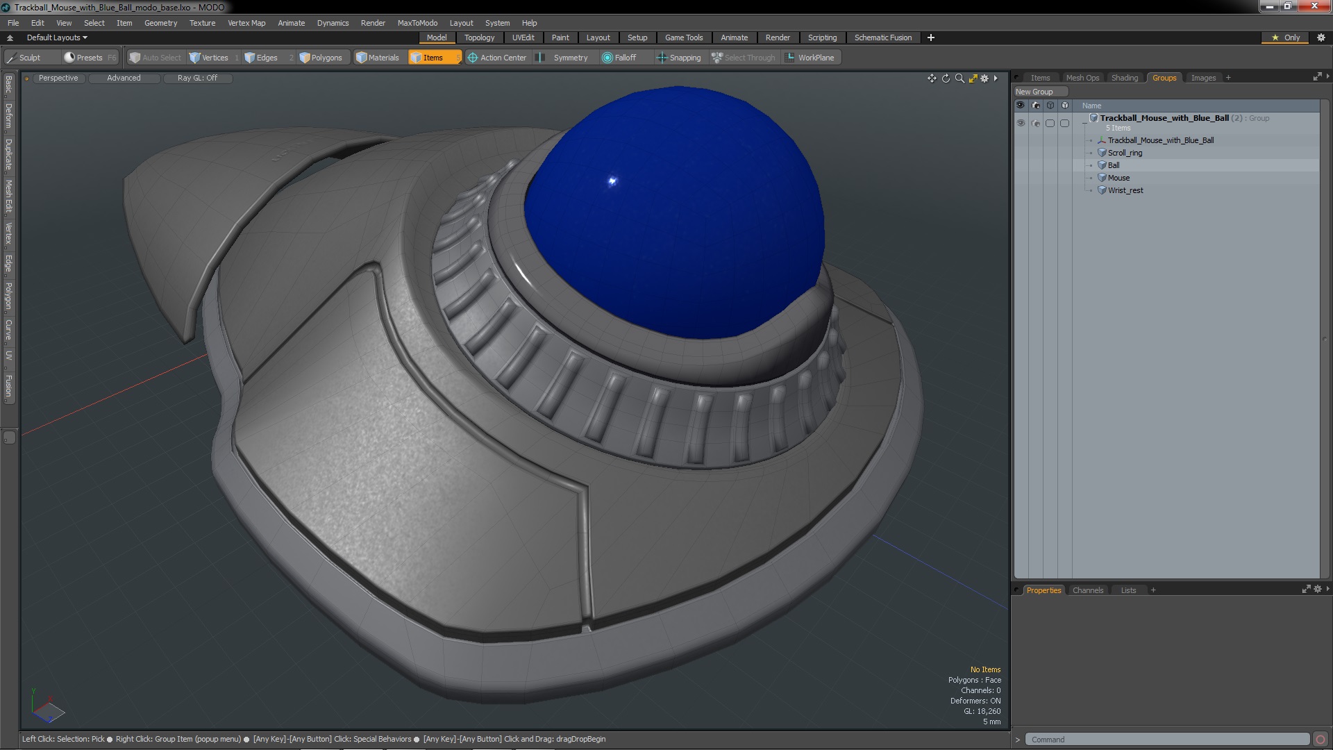 3D model Trackball Mouse with Blue Ball