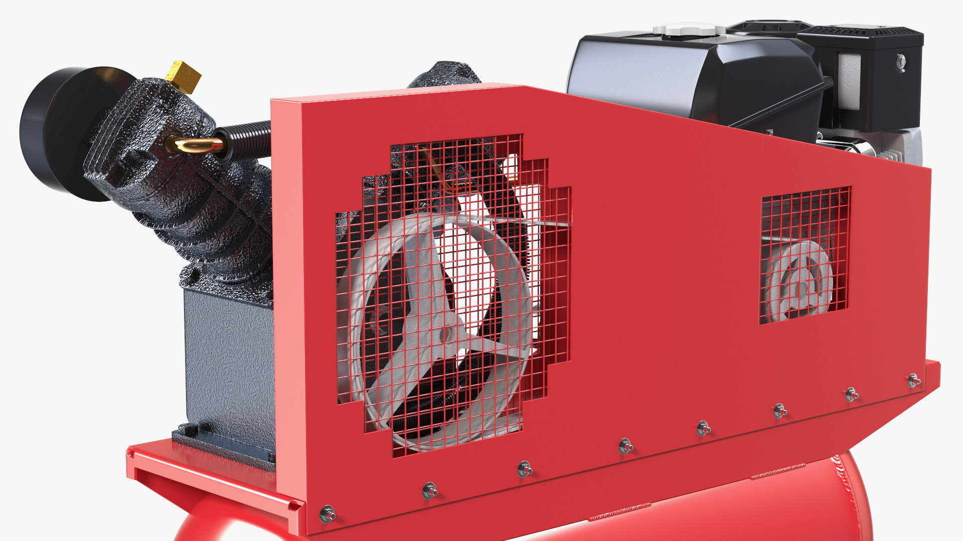 Red Diesel Piston Air Compressor 3D