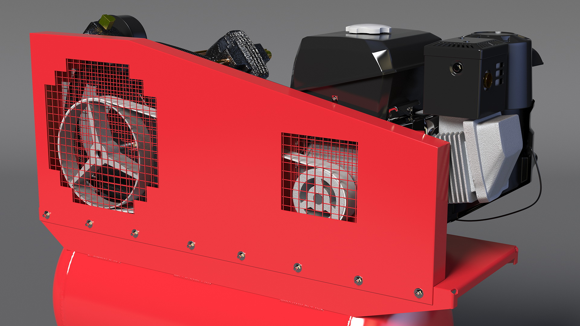 Red Diesel Piston Air Compressor 3D