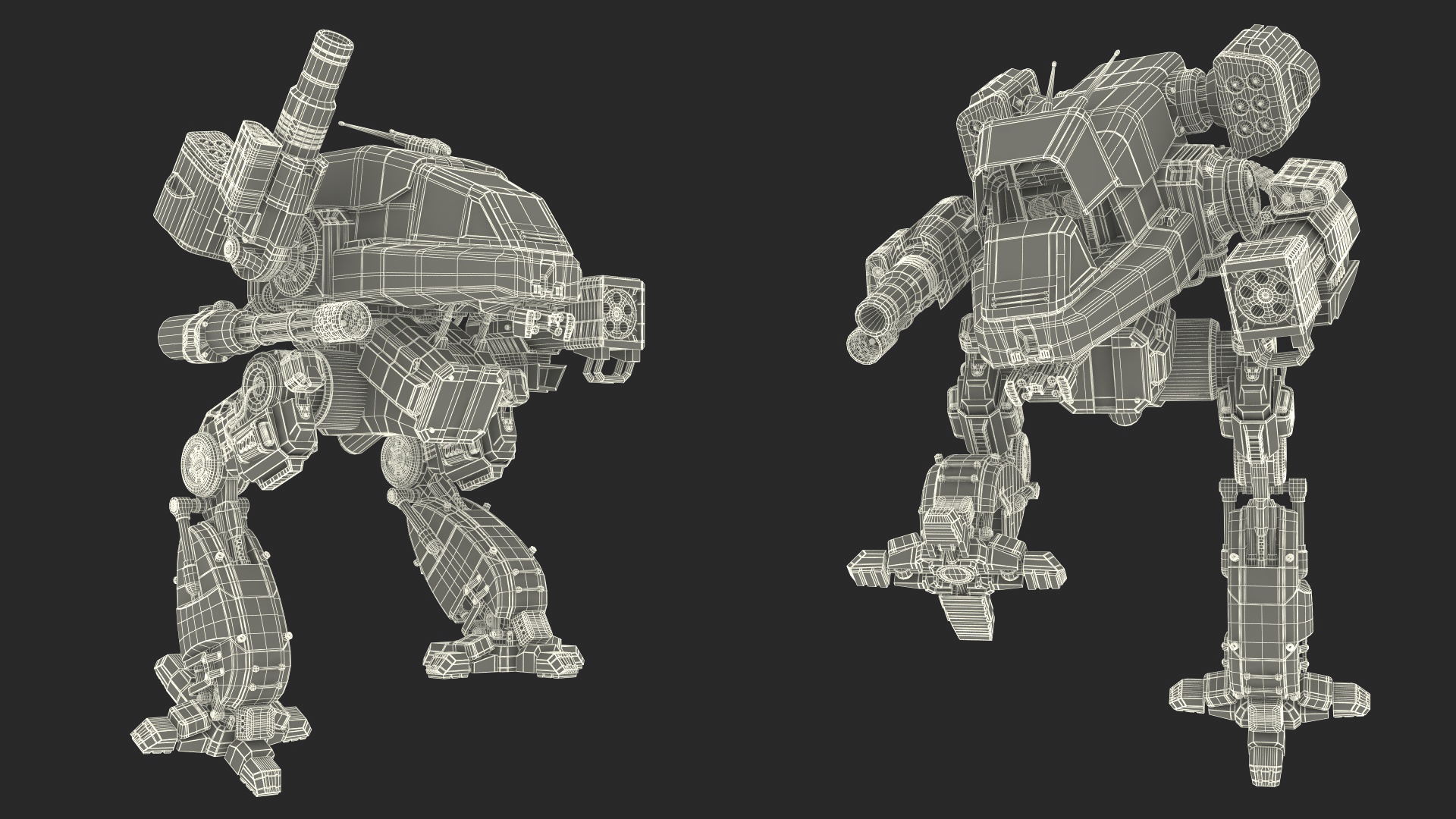 3D Dark Green Combat Robot Empty Rigged