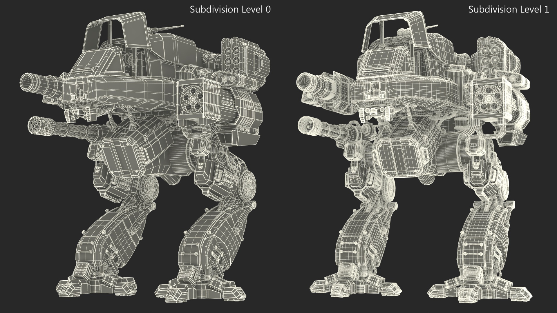 3D Dark Green Combat Robot Empty Rigged