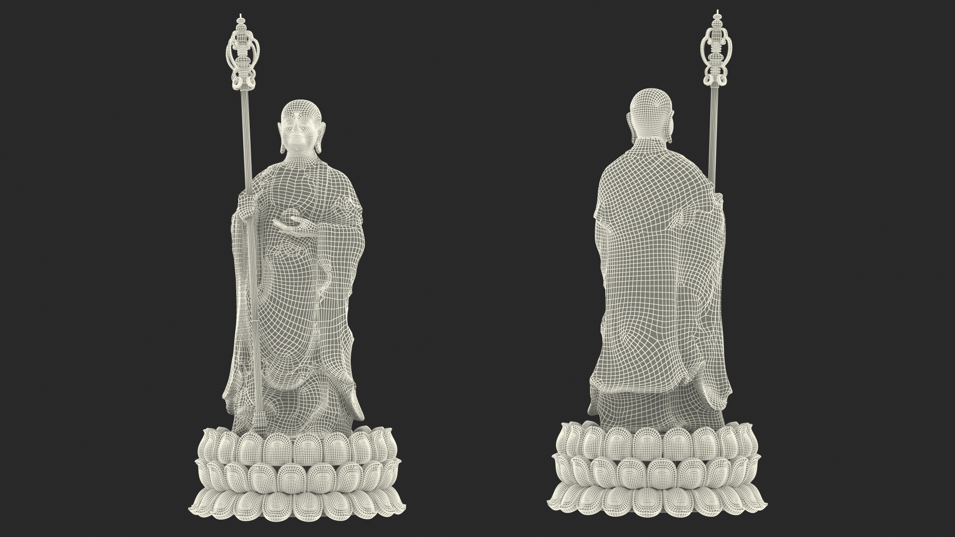 3D model Dizang Buddha Sculpture White Stone