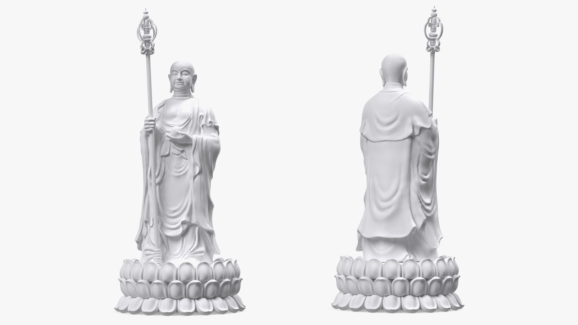 3D model Dizang Buddha Sculpture White Stone