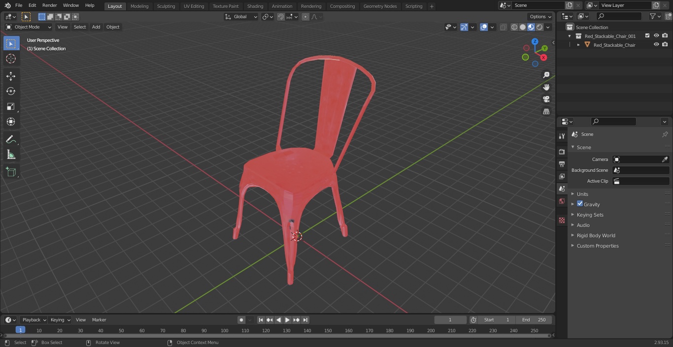 Red Stackable Chair 3D model