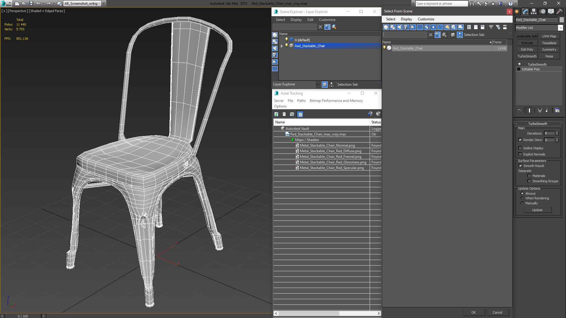 Red Stackable Chair 3D model