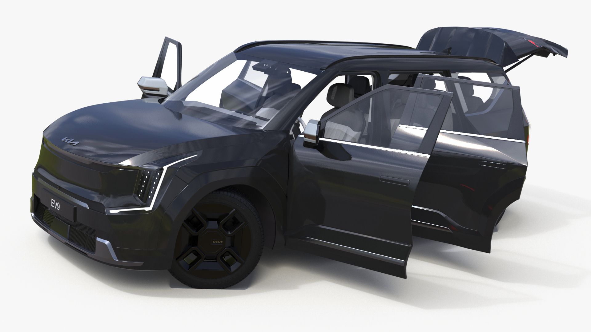 3D KIA EV9 Luxury SUV Black Rigged