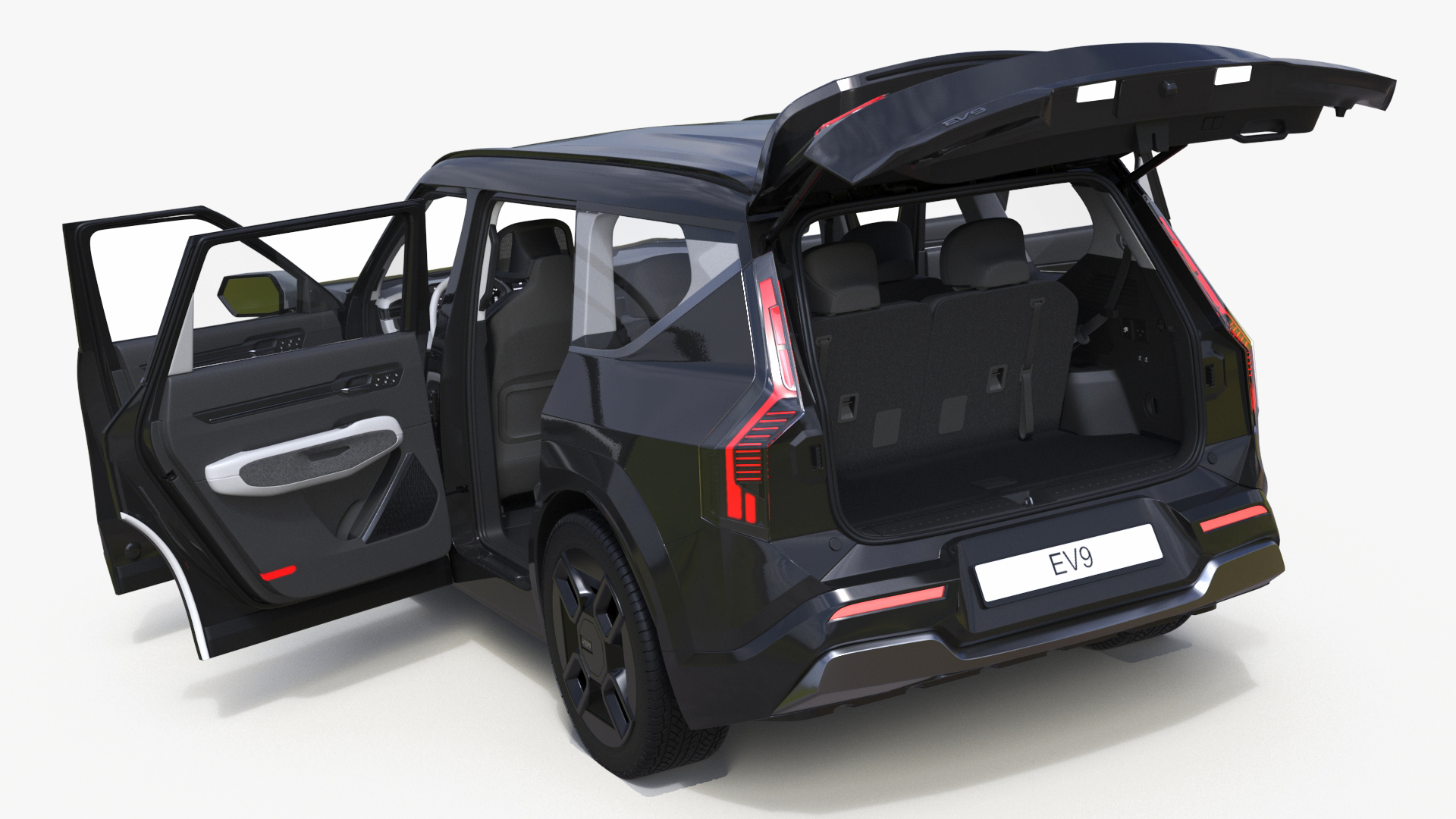 3D KIA EV9 Luxury SUV Black Rigged