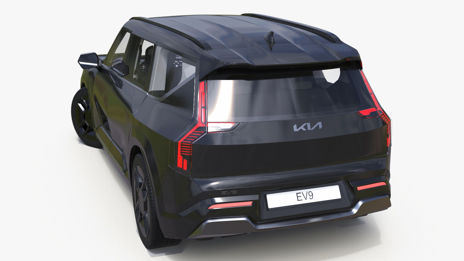 3D KIA EV9 Luxury SUV Black Rigged