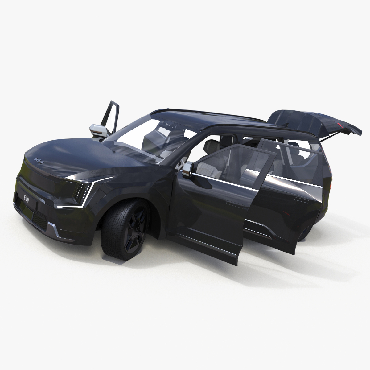 3D KIA EV9 Luxury SUV Black Rigged