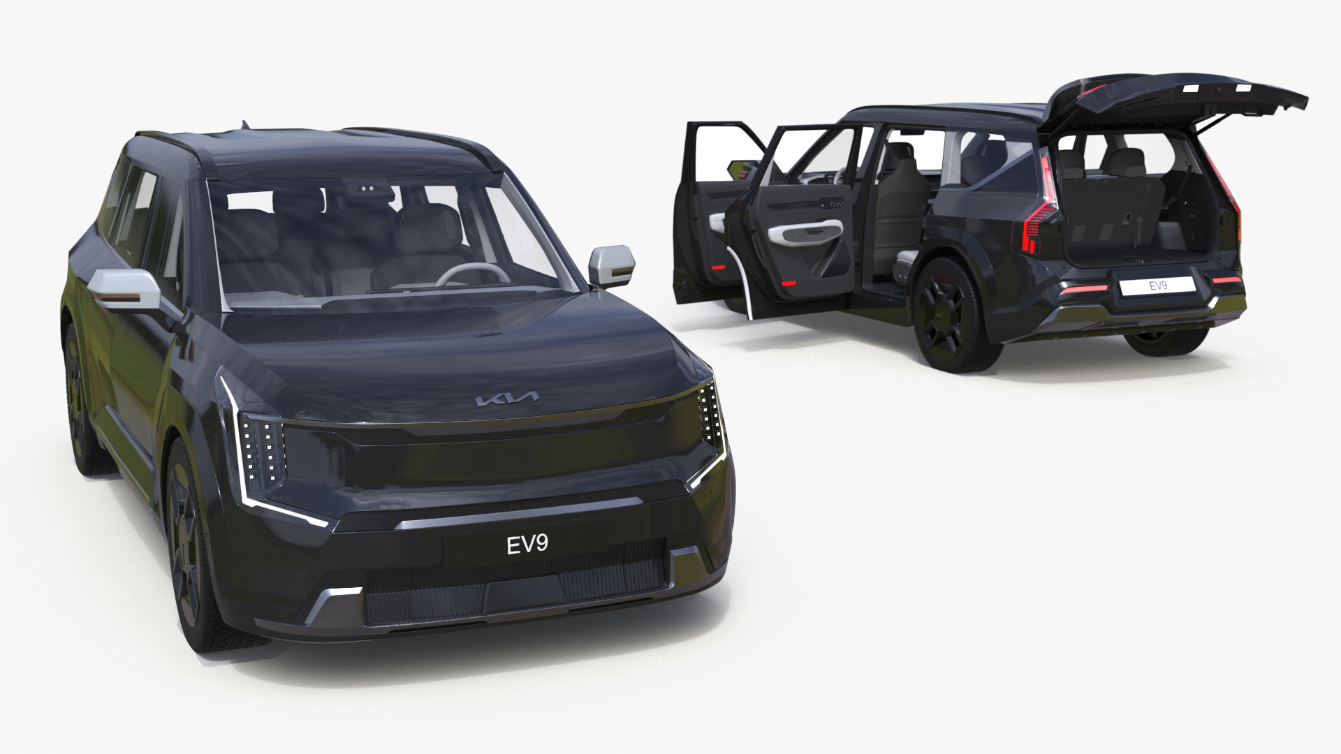 3D KIA EV9 Luxury SUV Black Rigged