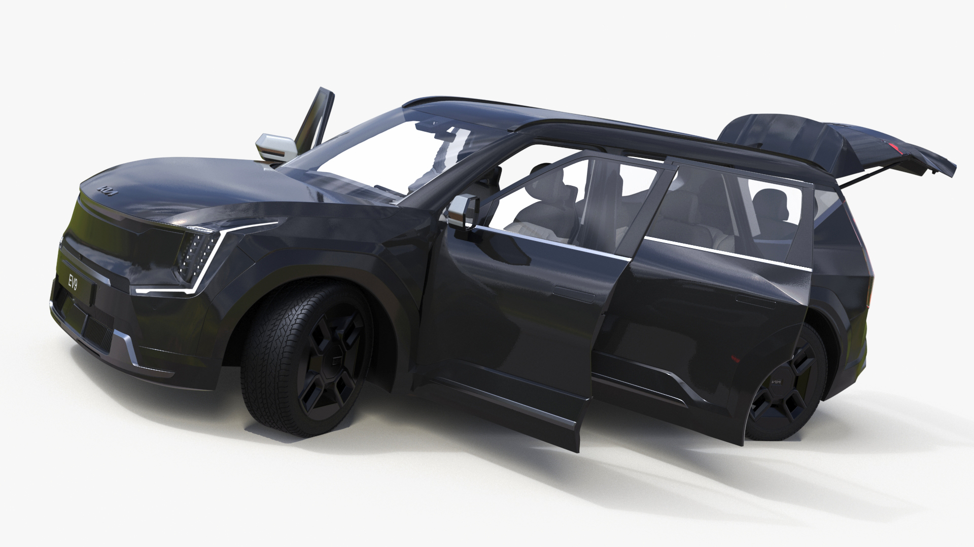 3D KIA EV9 Luxury SUV Black Rigged