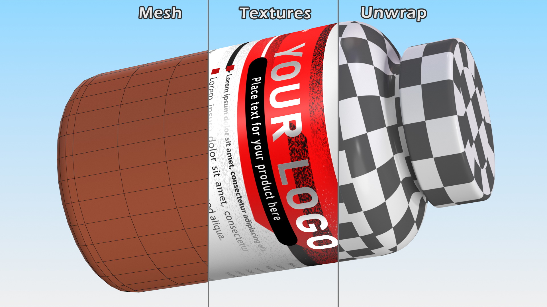 Plastic Jar Mockup Red 3D