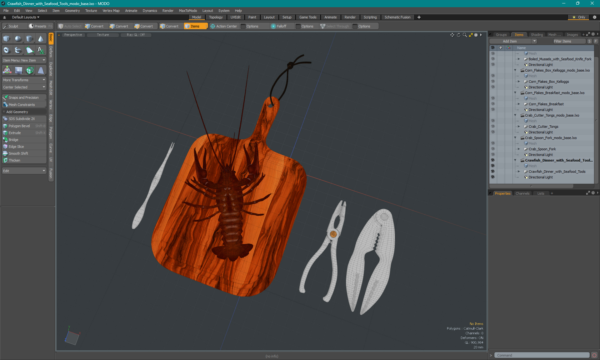 Crawfish Dinner with Seafood Tools 3D model