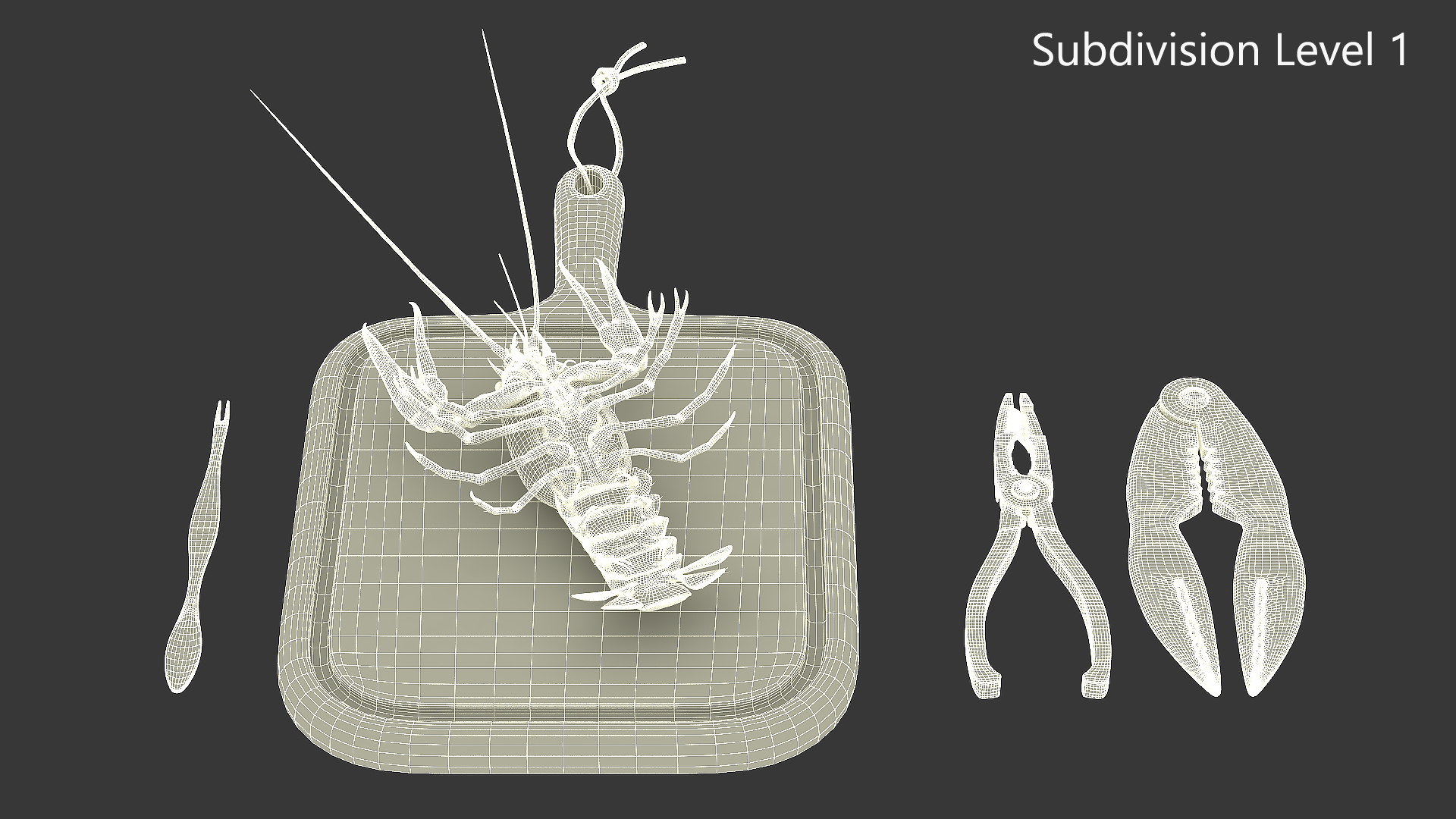 Crawfish Dinner with Seafood Tools 3D model