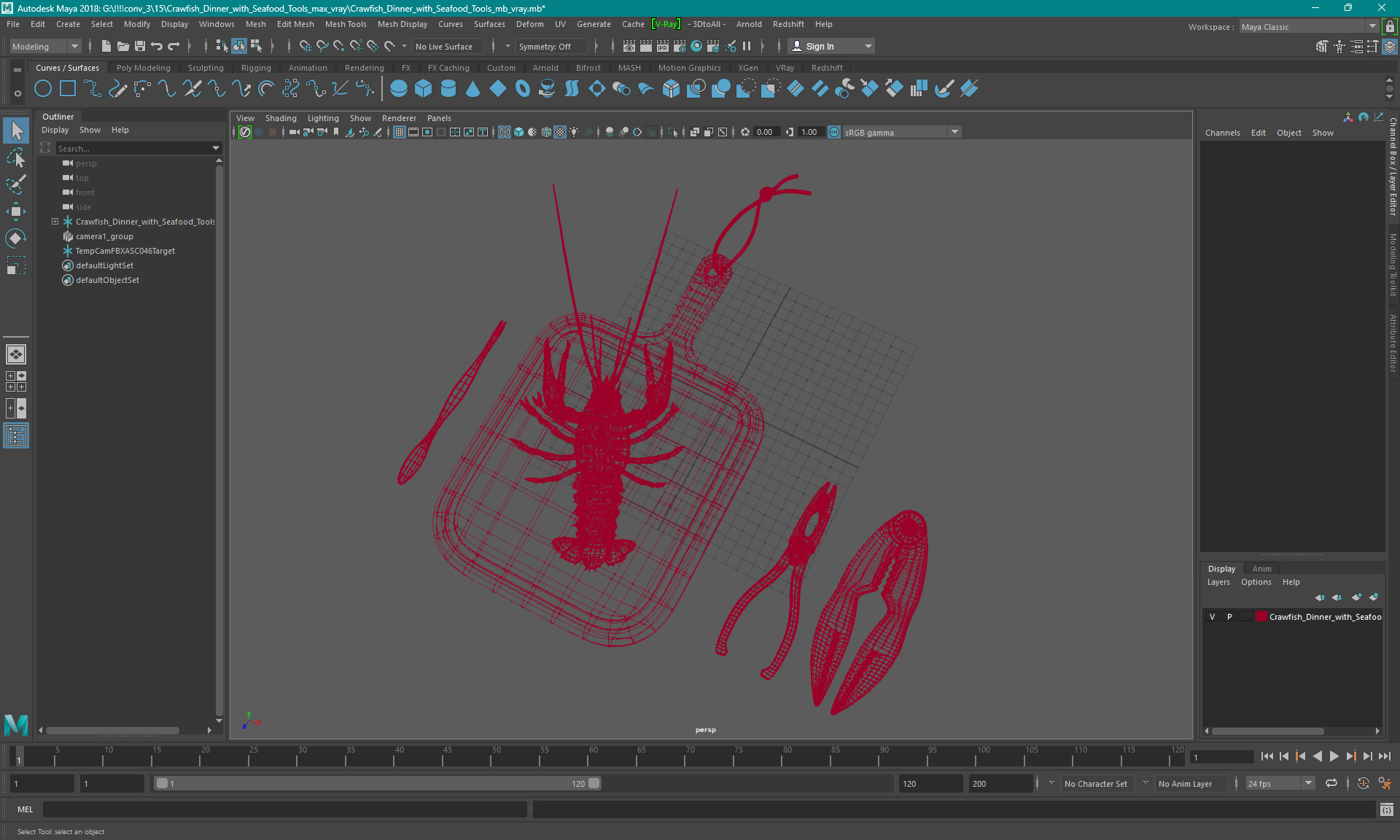 Crawfish Dinner with Seafood Tools 3D model