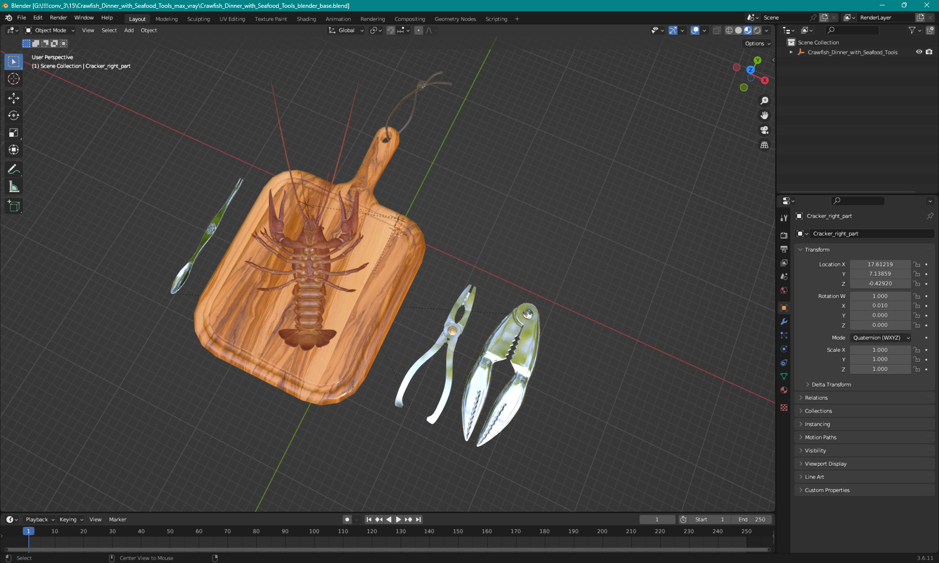 Crawfish Dinner with Seafood Tools 3D model