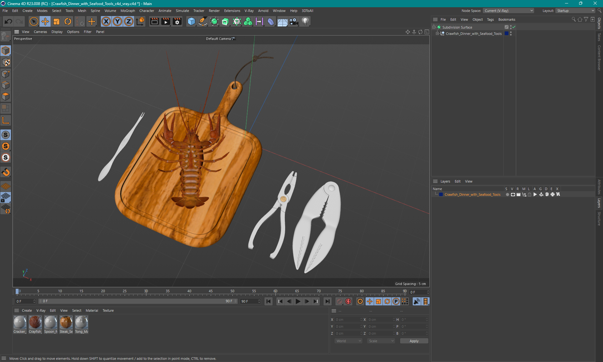 Crawfish Dinner with Seafood Tools 3D model