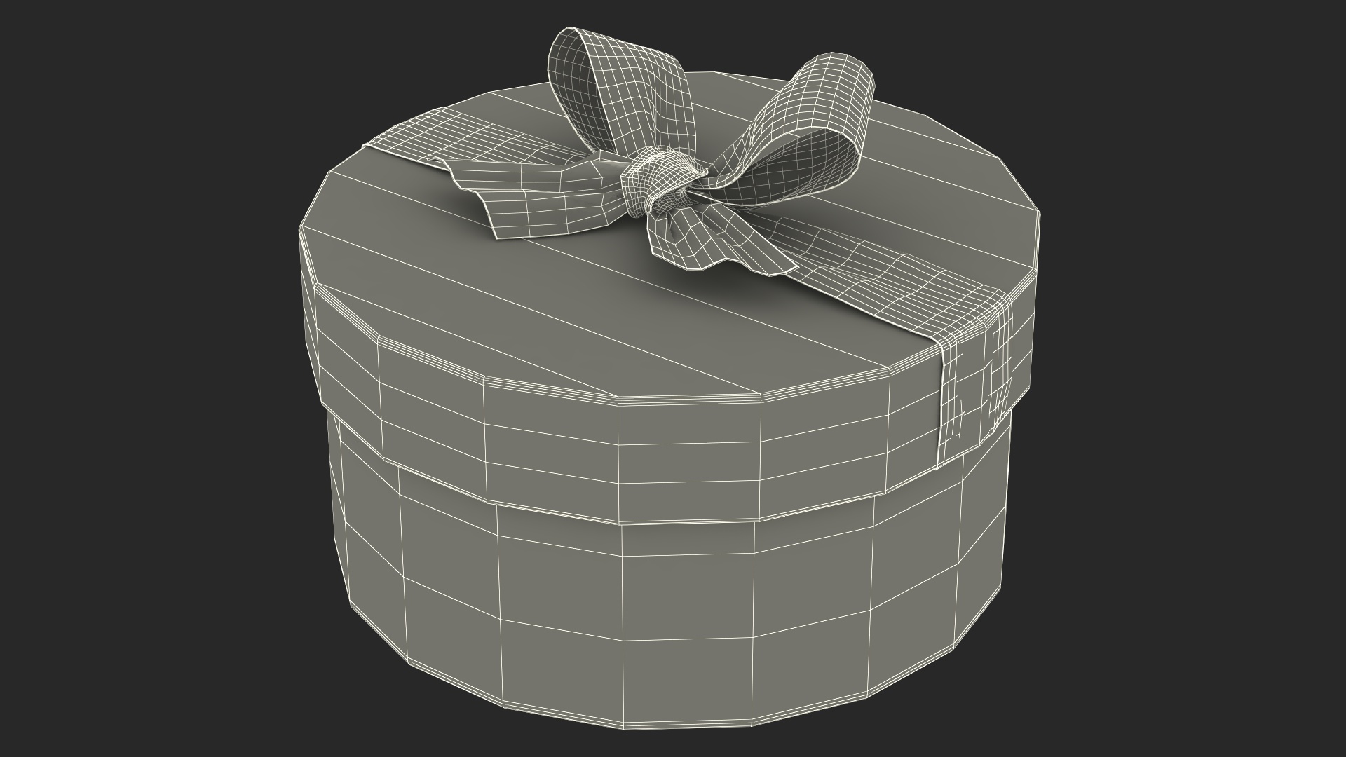 3D Round Gift Box with Ribbon