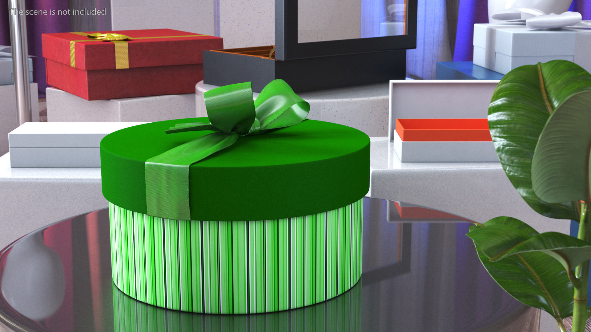 3D Round Gift Box with Ribbon