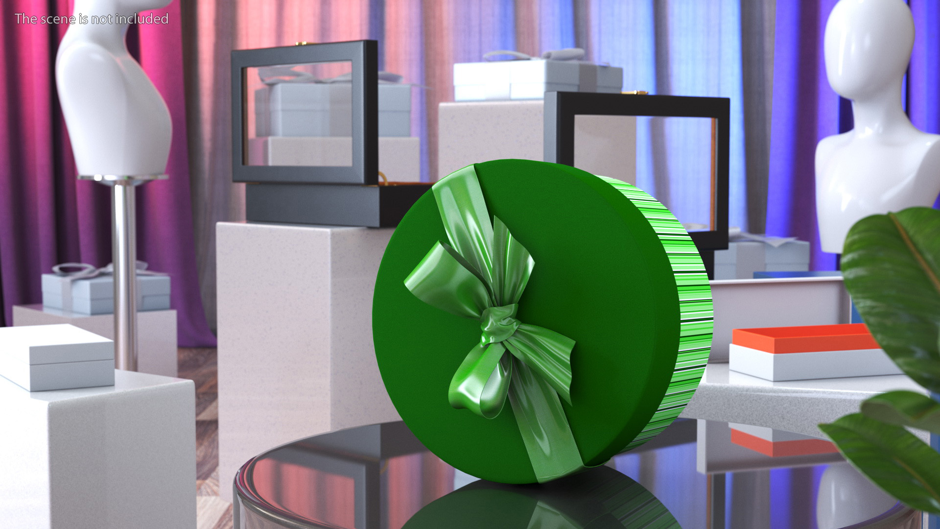 3D Round Gift Box with Ribbon