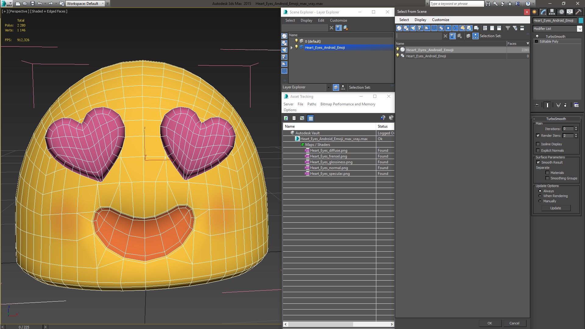 Heart Eyes Android Emoji 3D model