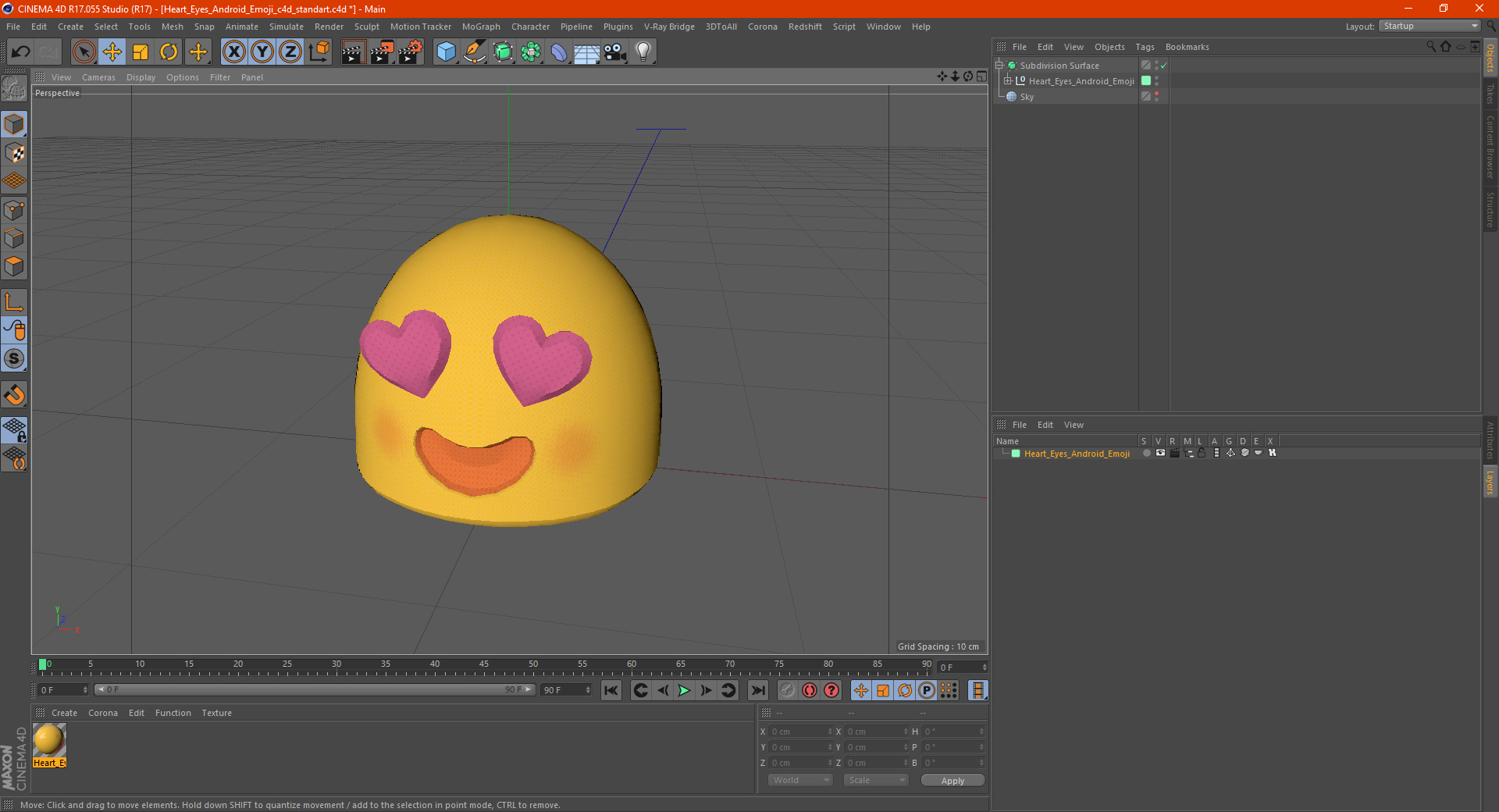 Heart Eyes Android Emoji 3D model