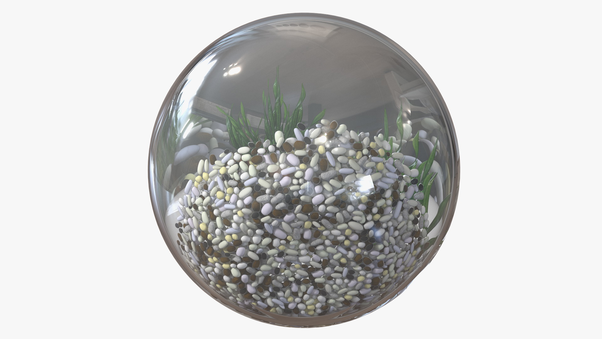 Round Aquarium with Black Moor Goldfish 3D model