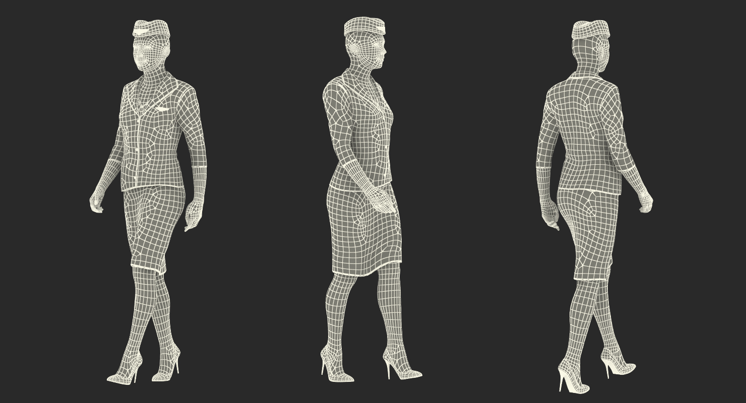 3D Stewardess Walking Pose model