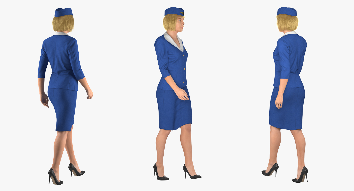 3D Stewardess Walking Pose model